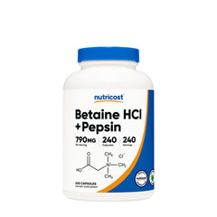 Nutricost - Betaine HCl + Pepsin Kapsler - 240 Kapsler