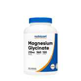Nutricost Magnesium Glycinate supplement bottle, 210 mg, 360 capsules for optimal magnesium intake.