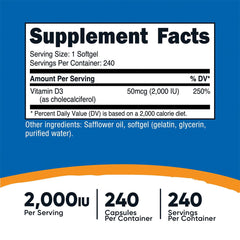 Nutricost - Vitamin D3 2.000IU - 240 Sgels