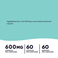 Borsyra 600 mg baksida med näringsfakta