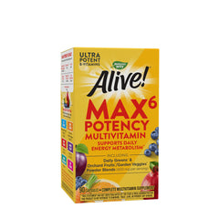 Nature's Way Alive! Max6 Potency Multivitamin box with ultra potent B-vitamins for daily energy and health support.
