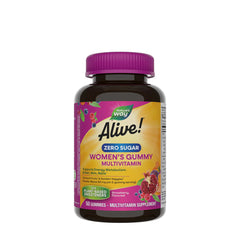 Nature's Way Alive! Zero Sugar Women's Gummy Multivitamin, 60 gummies for energy support and vital nutrients.