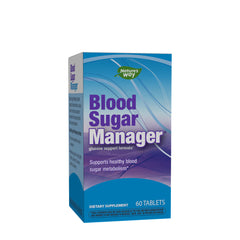 Nature's Way Blood Sugar Manager tablets packaging, 60 count, supports healthy blood sugar metabolism.