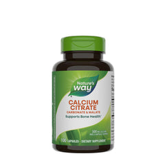Nature's Way Calcium Citrate supplement bottle for bone health with 100 capsules. Provides essential calcium for strong bones.
