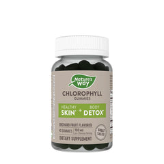 Nature's Way Chlorophyll Gummies for healthy skin and body detox, 40 count, orchard fruit flavored, dietary supplement.