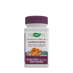 Nature's Way Cordyceps 60 vegan capsules for energy, endurance, and immune support, dietary supplement.