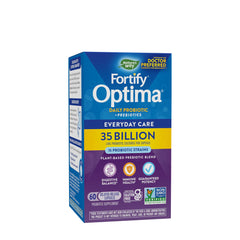 Nature's Way Fortify Optima Probiotic with 35 billion cultures for digestive and immune health.