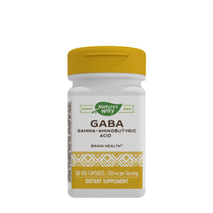 Nature's Way GABA supplement bottle for brain health with 60 vegetarian capsules.
