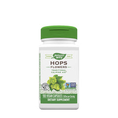 Nature's Way Hops Flowers supplement bottle, supports relaxation and digestive health.