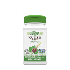 Nature's Way Kudzu root supplement bottle, 50 vegan capsules, promotes digestion and heart health.