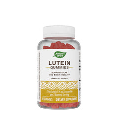 Nature's Way Lutein Gummies bottle, mango flavored, supports eye health, 60 gummy dietary supplement.