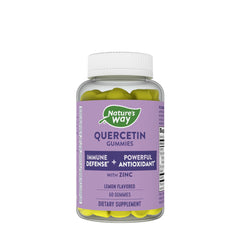 Nature's Way Quercetin Gummies with Zinc, dietary supplement for immune defense, lemon flavored, 60 gummies.