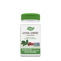 Nature's Way Uva Ursi Leaves supplement bottle for urinary health support, 100 vegan capsules.
