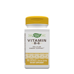 Nature's Way Vitamin B6 supplement bottle, 100 capsules for cellular energy support and immune health.