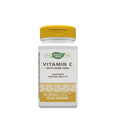 Nature's Way Vitamin C with Rose Hips supplement bottle, 100 capsules for immune support and skin health.
