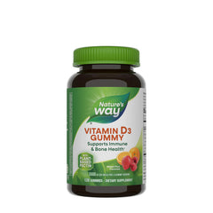 Nature's Way Vitamin D3 Gummies bottle, supports immune and bone health, 120 gummies, plant-based pectin.