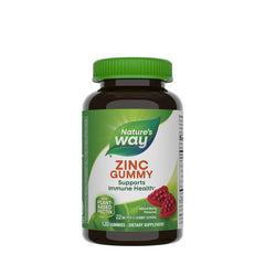 Nature's Way Zinc Gummies bottle for immune support, featuring mixed berry flavor and 120 gummies.
