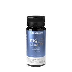 Nutriversum Magnesium Shot in orange pineapple flavor, high-quality magnesium supplement for energy and recovery.