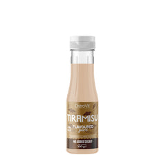 OstroVit Tiramisu Flavoured Sauce bottle, sugar-free with low calories, for versatile sweet flavoring.