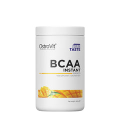 OstroVit BCAA Instant Mango flavor food supplement for enhanced muscle endurance and fat burning.