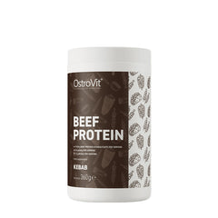 OstroVit Beef Protein 360g tub featuring high-quality beef protein hydrolysate for muscle growth and recovery.