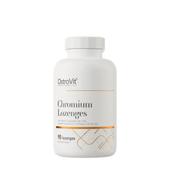 OstroVit Chromium Lozenges bottle containing 90 sugar-free lozenges for dietary supplementation.