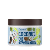 OstroVit Coconut Oil jar with a panda design, labeled as pure and natural energy source for cooking.