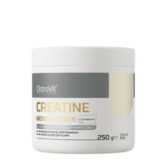 OstroVit Creatine Monohydrate Creapure 250g container, high concentration creatine, cola & rum flavor.