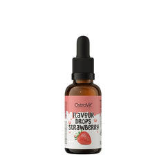 OstroVit Flavour Drops Strawberry bottle with dropper for enhancing daily meals.