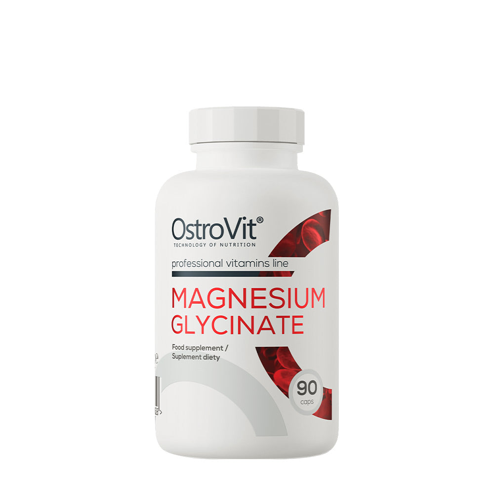 OstroVit Magnesium Glycinate bottle, high-quality dietary supplement, 90 capsules for magnesium support.