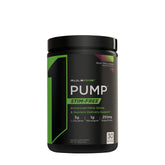 Rule One PUMP stim-free pre-workout supplement container with enhanced nitric oxide for optimal pump.