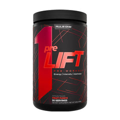 Rule One Prelift fruit punch pre-workout supplement for energy, intensity, and muscle endurance with 30 servings.