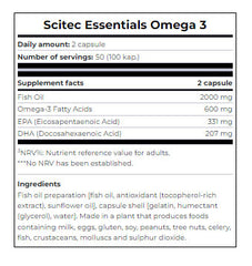 Scitec Nutrition Omega 3 baksida med näringsinformation