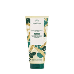 The Body Shop Moringa Body Lotion, 200ml, vegan formula for normal to dry skin, 72 hours moisture, creamy texture, natural ingredients.