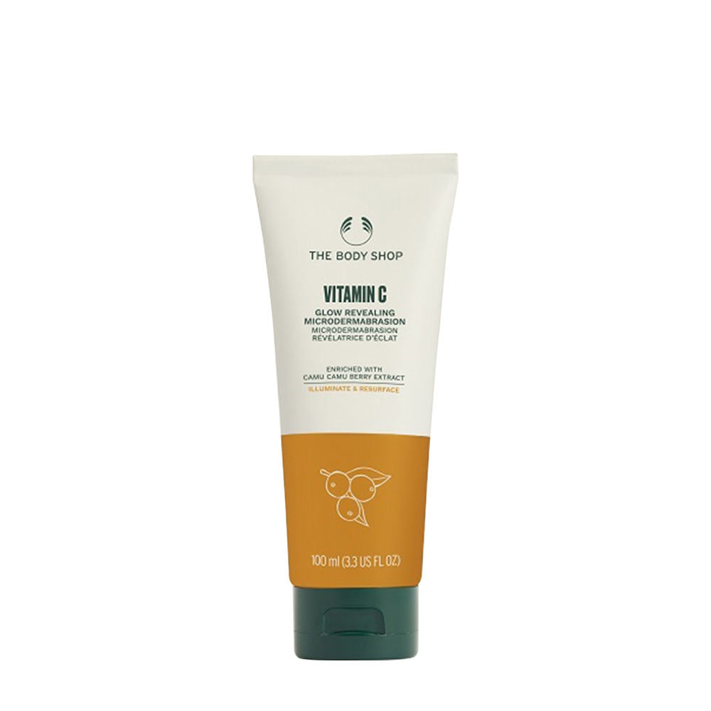 The Body Shop Vitamin C Face Polish 100ml, an exfoliating scrub for all skin types, promoting radiant and revitalized skin.