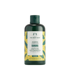 The Body Shop Banana Shampoo for dry, frizzy hair in eco-friendly packaging, 250 ml.