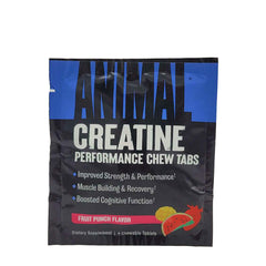 Universal Nutrition Animal Creatine Chews in fruit punch flavor for improved strength, muscle building, and recovery.