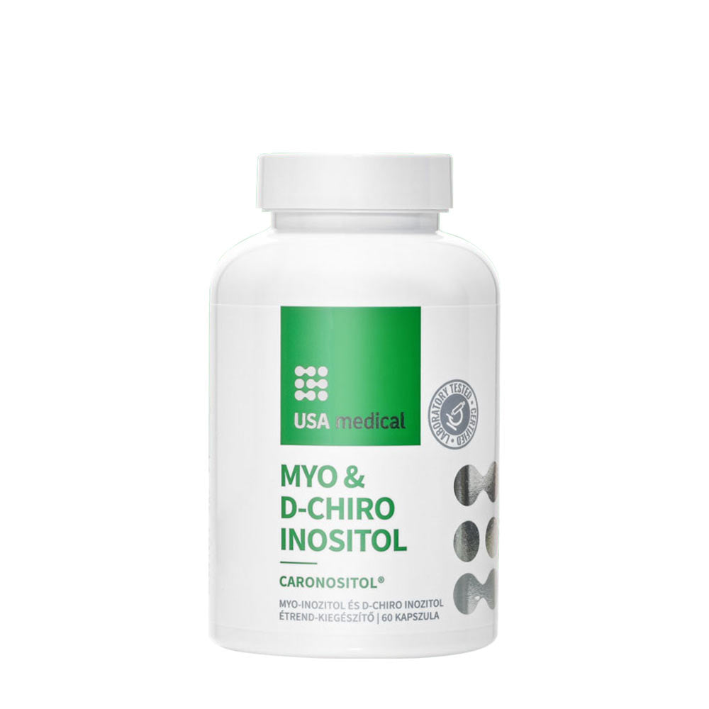 USA Medical Myo & D-Chiro Inositol supplement for improved insulin sensitivity and mental health support.