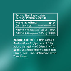 Vitamin360 D3 + K2 baksida näringsfakta