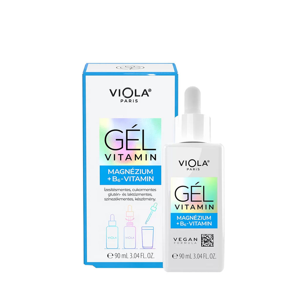 VIOLA Paris Magnesium + Vitamin B6 gel supplement, 90ml bottle and box, supports nervous system and energy metabolism.
