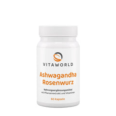 Vitaworld Ashwagandha Rose Root Complex baksida näringsfakta