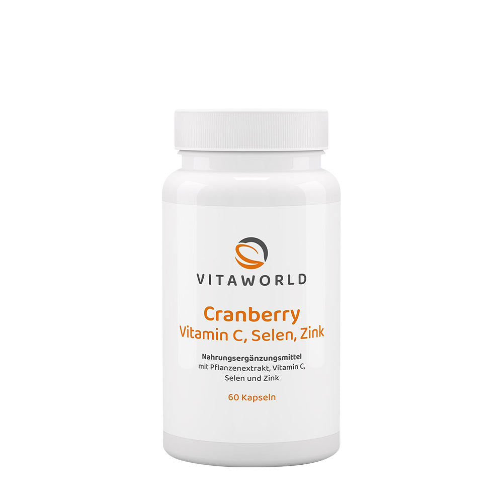 Vitaworld Cranberry Vitamin C Selenium Zinc baksida näringsfakta