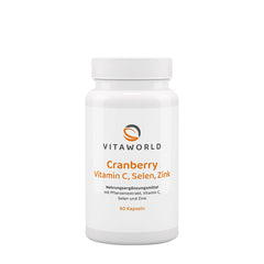 Vitaworld Cranberry Vitamin C Selenium Zinc baksida näringsfakta
