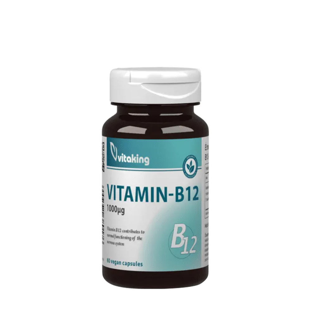 Vitaking Vitamin B12 capsules 1000µg for energy and nerve function support, 60 vegan capsules.