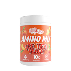 Wispy Amino Mix Ice Tea Peach flavor with 10 essential amino acids and electrolytes for muscle recovery.