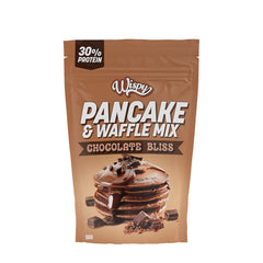 Wispy Pancake & Waffle Mix Chocolate Bliss with 30% protein for healthy breakfast options.