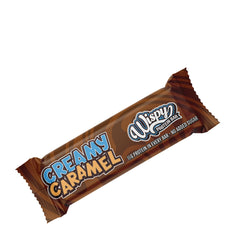 Wispy Protein Bar in Creamy Caramel flavor, high protein, no added sugars, 230 calories per bar.
