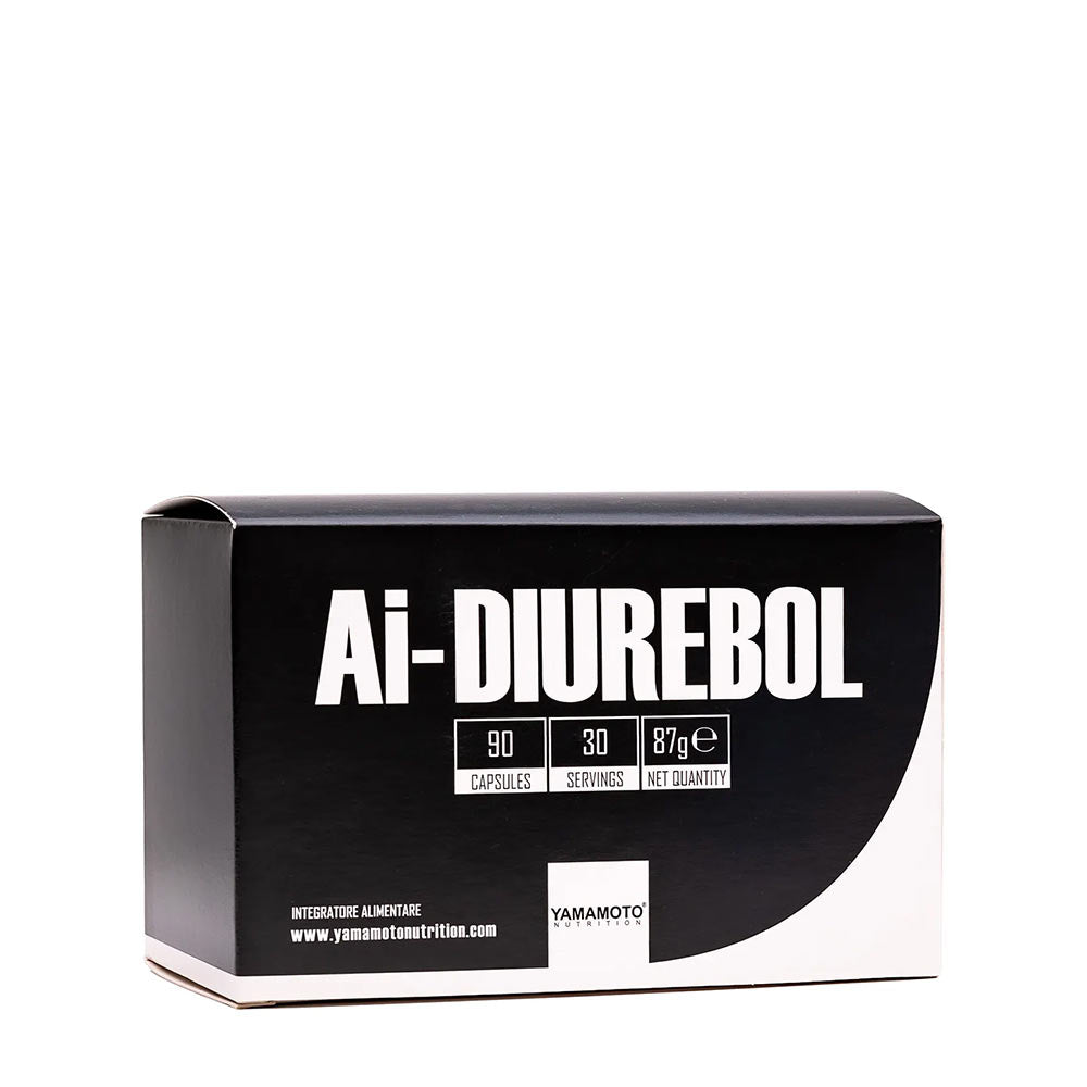 Yamamoto Nutrition Ai-DIUREBOL supplement box with 90 capsules for natural detox and fluid retention support.