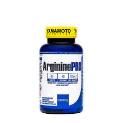 Yamamoto Nutrition Arginine Pro Ajinomoto® Ajipure® supplement bottle with 80 tablets for muscle support and recovery.