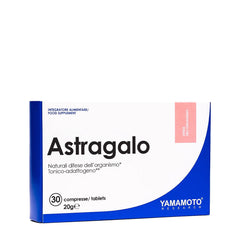 Yamamoto Nutrition Astragalo dietary supplement box with 30 tablets for immune support and stress relief.